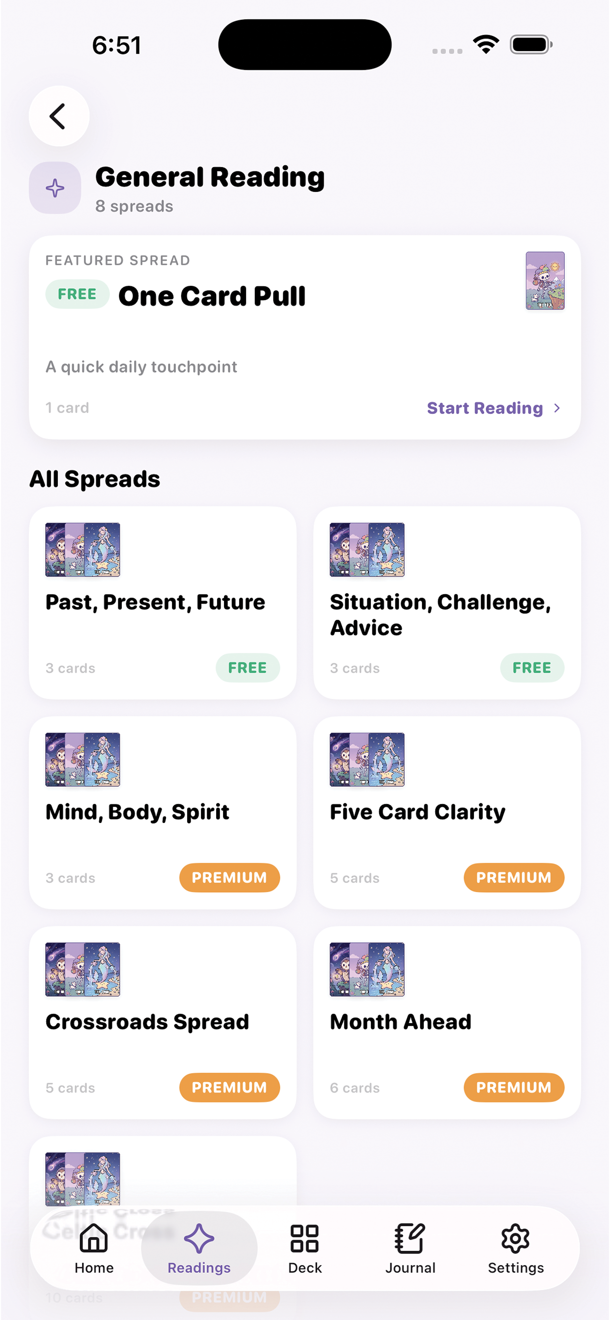 Spreads screen